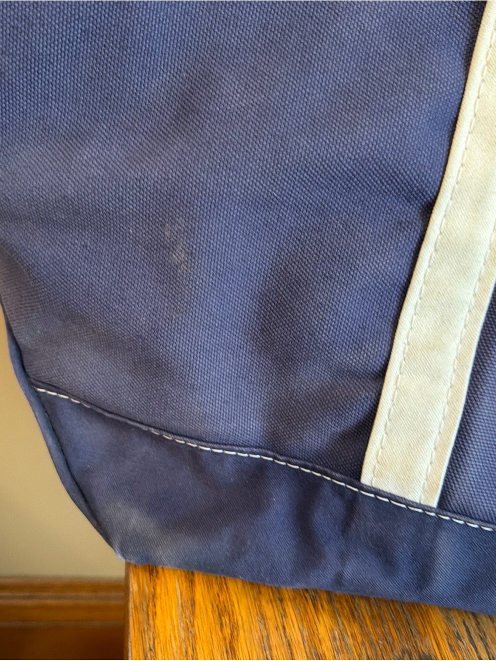 Vtg L.L.Bean Boat and Tote Bag Navy White Handles Canvas Tag Made in USA Large - Picture 5 of 10